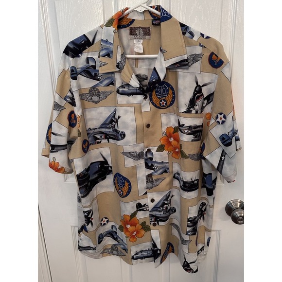 RARE Kalaheo War Jets USAF Air Force Men's XL Camp Hawaiian Shirt 20 - Picture 1 of 6